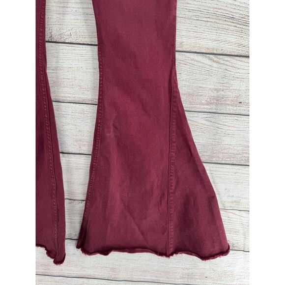 Shyanne Super Flare Jeans Womens 26x32 Red Maroon Rough Hem - Picture 6 of 8